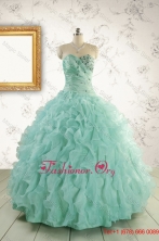 2015 Pretty Sweetheart Beading Quinceanera Dresses in Apple Green FNAO663FOR