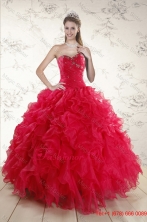 2015 Pretty Sweetheart Beading Quinceanera Dresses in Red XFNAO293AFOR