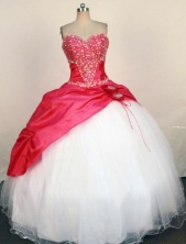 Affordable Ball Gown Sweetheart Neck Floor-Length Red Beading and Applqiues Quinceanera Dresses Style FA-S-325