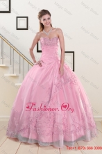 Beading and Appliques Baby Pink Quinceanera Dresses for 2015 XFNAO080FOR