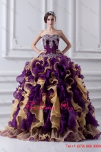 Beautiful Ball Gown Multi Colored Sweetheart 2016 Quinceanera Dress with Beading FVQD028FOR