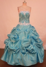 Beautiful Ball Gown Strapless Floor-length Quinceanera Dresses Appliques Style FA-Z-0196