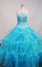 Beautiful Ball gown Strapless Floor-length Aqua Blue Quinceanera Dresses Appliques with Beading Style FA-Y-00100