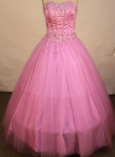 Beautiful ball gown sweetheart-neck floor-length appliques pink quinceanera dresses FA-X-069