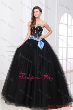 Black Sweetheart Appliques Organza Quinceanera Dress for 2016 Spring FFQD033FOR