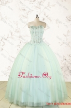 Cheap 2015 Light Blue Sweet 15 Dresses with Beading FNAO5804FOR
