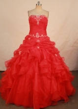 Cute Ball Gown Strapless Floor-length Quinceanera Dresses Appliques Style FA-Z-0308