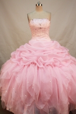 Discount Ball gown Strapless Floor-Length Organza Pink Quinceanera Dresses Style FA-Y-114