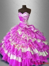 Discount Beaded and Ruffles Sweet 16 Gowns in Multi Color SWQD028-1FOR