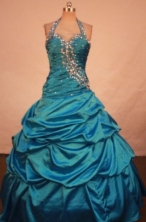 Elegant Ball Gown Halter Top  Floor-length Quinceanera Dresses Appliques with Beading Style FA-Z-031