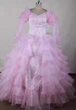 Elegant Ball Gown Scoop Neck Floor-length Pink Quinceanera Dress LJ2605
