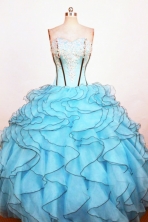 Exclusive Ball Gown Sweetheart Neck Floor-Length Light Blue Beading Quinceanera Dresses Style FA-S-216