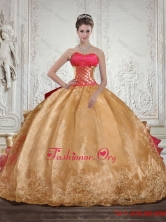 Fall Luxurious Strapless Multi Color Quinceanera Dress with Beading and Embroidery QDZY429TZFXFOR