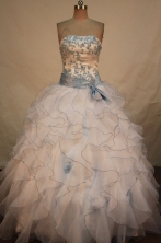 Gorgeous Ball Gown Strapless Floor-length Quinceanera Dresses Appliques with Beading Style FA-Z-0242