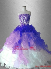 Latest Appliques and Ruffles Quinceanera Gowns with Strapless SWQD032-3FOR