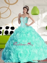Luxurious 2015 Sweetheart Quinceanera Dresses with Beading and Rolling Flowers SJQDDT58002FOR