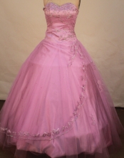 Modest ball gown sweetheart-neck floor-length net appliques lavender quinceanera dresses FA-X-103