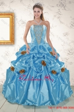 New Style Aqua Blue Quinceanera Dresses with Beading and Flowers  XFNAO5874FOR