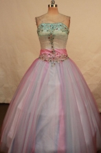 Perfect Ball Gown Strapless Floor-length Quinceanera Dresses Embroidery with Beading Style FA-Z-0281