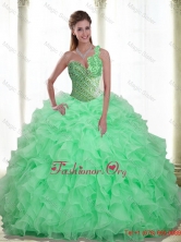 Perfect Beading and Ruffles Apple Green 2015 Quinceanera Dresses with Sweetheart SJQDDT13002FOR