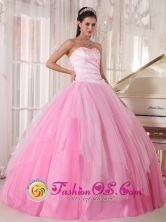 Pink Sweetheart Taffeta and tulle Quinceanera Dress with beadings Ball Gown In Florencio Varela Argentina Style PDZY486FOR 