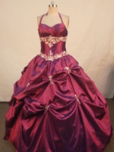 Popular Ball Gown Halter Top Floor-length Quinceanera Dresses Appliques Style FA-Z-0303