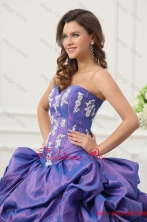 Purple Sweetheart Appliques and Pick-ups Taffeta Quinceanera Dress FFQD013FOR