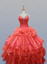 Ruffled Layers Straps Quinceanera Dresses with Beading for 2015 Winter SWQD003-6FOR