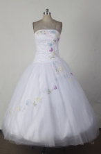 Simple Ball Gown Strapless Floor-length White Quincenera Dresses TD260045