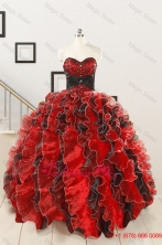 Summer Unique Beaded Sweetheart Organza Quinceanera Dress in Multi-color FNAOA32FOR