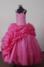 Sweet Ball Gown Straps Floor-length Hot Pink Quincenera Dresses TD260034