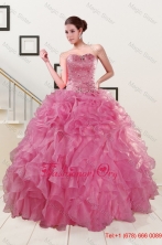 Pink 2015 Pretty Quinceanera Dresses Sweetheart with Ruffles XFNAOA06FOR