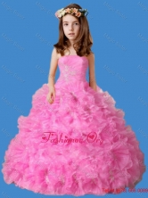  Strapless Ruffles and Appliques Little Girl Pageant Dress in Rose PinkLGTXFD0903060FOR