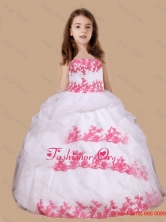  Strapless White Long Little Girl Pageant Dress with Red AppliquesLGZY684FOR