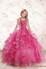 2015 Beautiful Pink Little Girl Pageant Dress with Beading and Ruffled LayersXFLGA31FOR