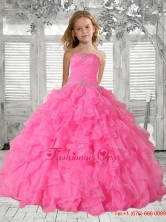 Beading Rose Pink Little Girl Pageant Dress with RufflesLGZY724FOR