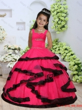 Beautiful Straps Beading Little Girl Dress with Layers and RuchingLGZY391FOR