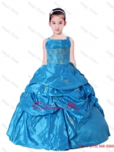 Blue Straps Little Girl Pageant Dress with Appliques and Pick Ups LGZY191FOR