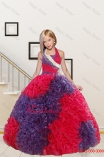 New Arrival Straps Ball Gown Multi Color Flower Girl Dress with Beading and RufflesXFLG26776FOR