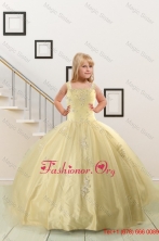 On Sales Appliques Light Yellow Little Girl Dress for 2015 XFLG823FOR