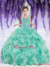 Ruffles and Beaded Decorate Little Girl Pageant Dress in Apple Green LGZY791-AFOR