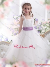 2015 New Style White Little Girl Pageant Dresses with Lilac Sash 69.24WMDLG014FOR
