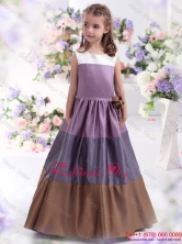 2015 Pretty Multi Color Scoop  Flower Girl Dress with BowknotWMDLG022FOR