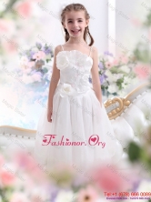 2015 White Spaghetti Straps Little Girl Dresses with Flowers and RufflesWMDLG006FOR