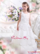 Most Popular  White Scoop Flower Girl Dress with Appliques WMDLG025FOR