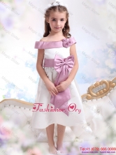 Off The Shoulder White Little Girl Dress with Flower and BowknotWMDLG003FOR