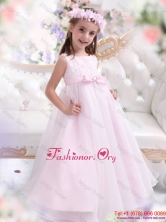 Scoop Appliques and Bownot Flower Girl Dresses in Baby PinkWMDLG020FOR