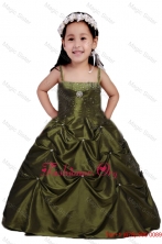 2014 Olive Green Ball Gown Beading and Ruching Little Girl Pageant DressLGZY358FOR