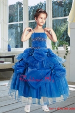 Ball Gown 2015 Royal Blue Little Girl Pageant Dress with Ruffles and Hand Made FlowersXFLG884FOR