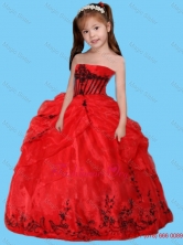 Ball Gown Strapless Remarkable Appliques Red Little Girl Pageant Dress LGZY440FOR